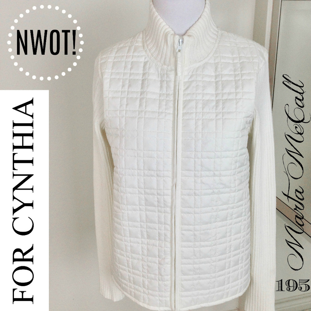 NWOT FOR CYNTHIA White Sweater Vest Jacket Sz PM
